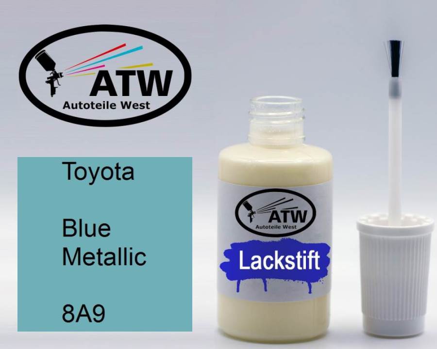 Toyota, Blue Metallic, 8A9: 20ml Lackstift, von ATW Autoteile West.